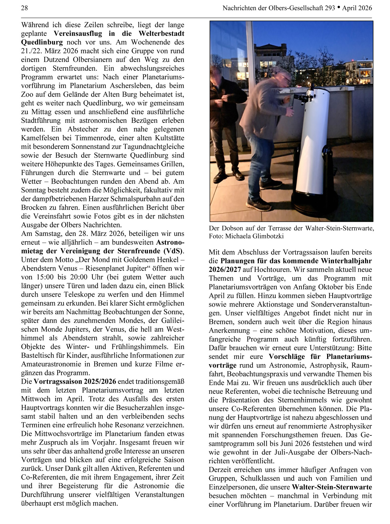 ON 293 2026 Vereinsleben