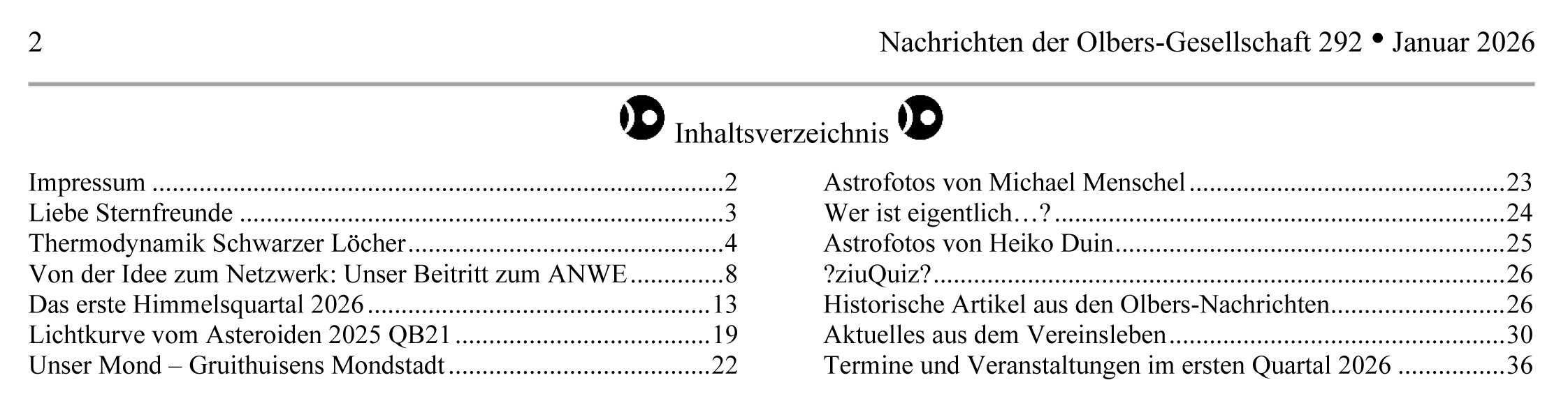 Inhaltsverzeichnis Q1 2026