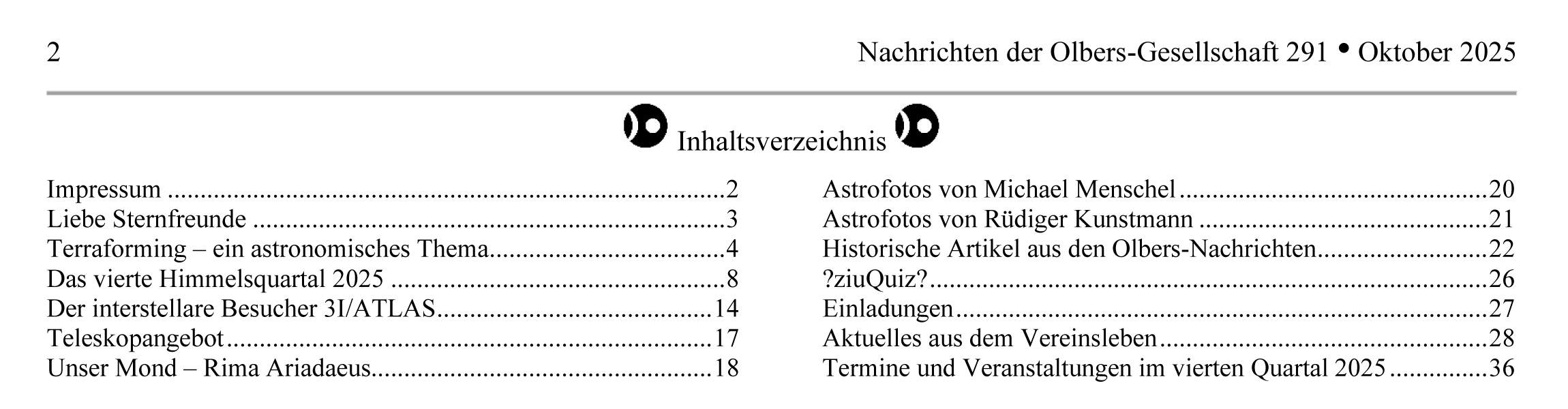 Inhaltsverzeichnis Q3 2025